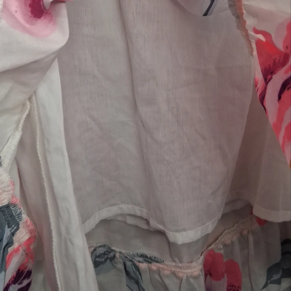 Monsoon Girls Sundress Sleeveless High Low Hem Floral Ivory Pink Purple 10 copy